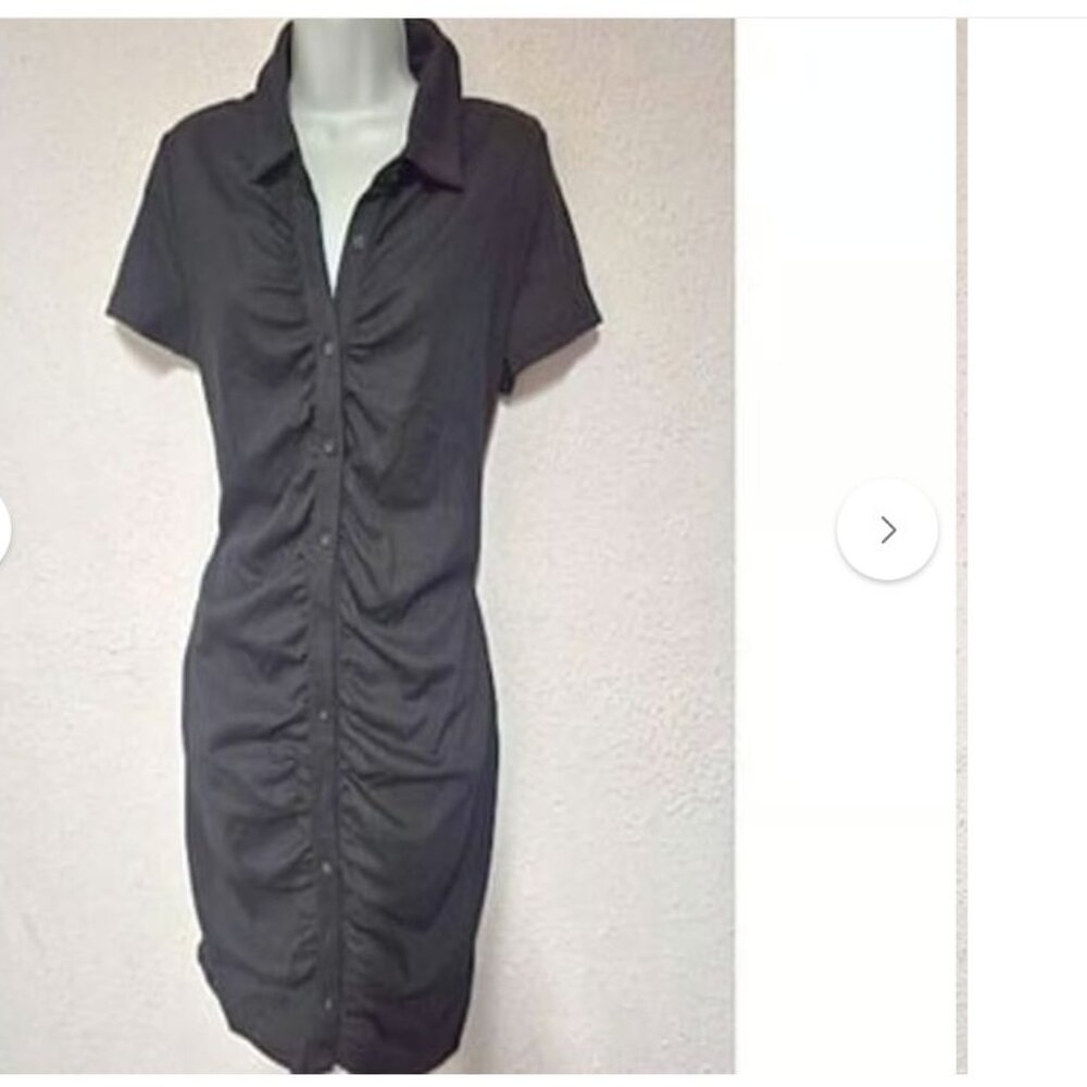 SHEIN CURVE shirt dress, Buttons down the front, Black in size 6/Small (OXL)